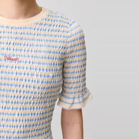 Logo Striped Smocked Top