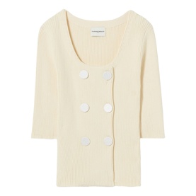 Double-Breasted Ribbed Cardigan