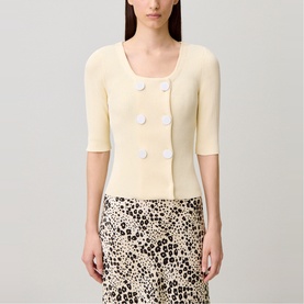 Double-Breasted Ribbed Cardigan