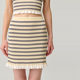 Stripe Rib Knit Mini Skirt