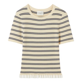 Striped Ruffle Trim T-Shirt