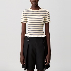 Striped Ruffle Trim T-Shirt