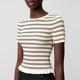 Striped Ruffle Trim T-Shirt
