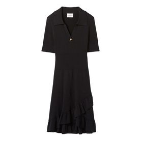 Shirt Collar Mini Knitted Dress