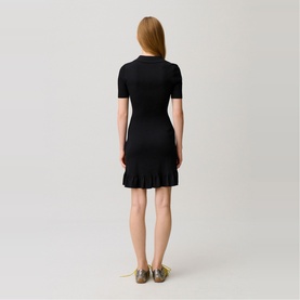 Shirt Collar Mini Knitted Dress