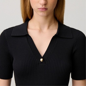 Shirt Collar Mini Knitted Dress