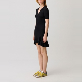 Shirt Collar Mini Knitted Dress