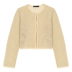 Embellished Openwork Knitted Cardigan