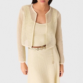 Embellished Openwork Knitted Cardigan