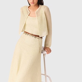 Embellished Openwork Knitted Cardigan