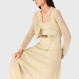 Embellished Openwork Knitted Cardigan