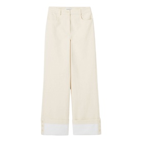 Button Hem Straight Leg Jeans