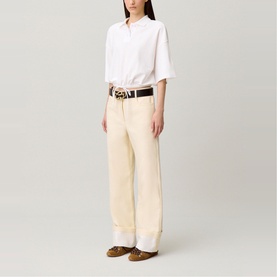 Button Hem Straight Leg Jeans