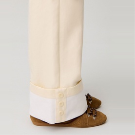 Button Hem Straight Leg Jeans