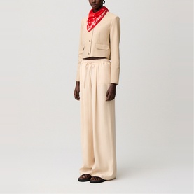 Tailored Drawstring Wide Leg Trousers