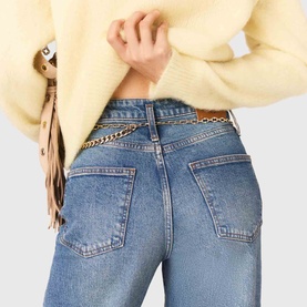 Chain Belt Wide Leg Jeans