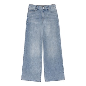 Embellished High-Rise Wide Leg Jeans
