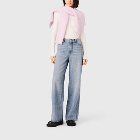Embellished High-Rise Wide Leg Jeans