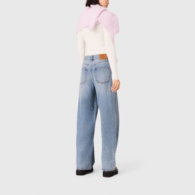 Embellished High-Rise Wide Leg Jeans
