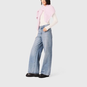 Embellished High-Rise Wide Leg Jeans