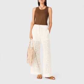 Openwork High-Rise Wide Leg Trousers