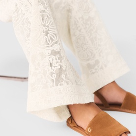 Openwork High-Rise Wide Leg Trousers