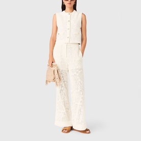 Openwork High-Rise Wide Leg Trousers