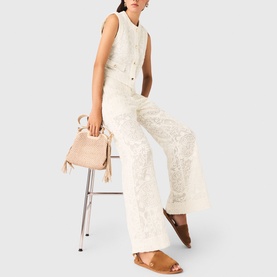 Openwork High-Rise Wide Leg Trousers