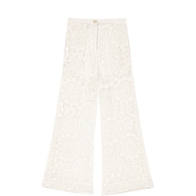 Openwork High-Rise Wide Leg Trousers