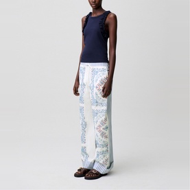 Striped Embroidered Trousers