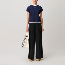 Pleated Front Wide Leg Trousers