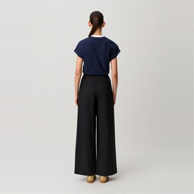 Pleated Front Wide Leg Trousers