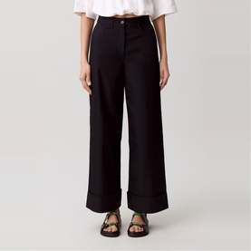 Turn-Up Wide Leg Trousers
