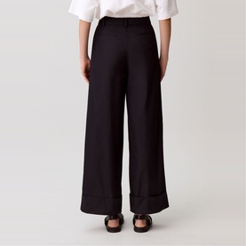 Turn-Up Wide Leg Trousers