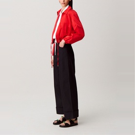 Turn-Up Wide Leg Trousers