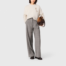 Checked High-Rise Suit Trousers
