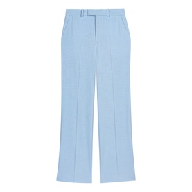 Pleated Flared Straight Leg Suit Trousers