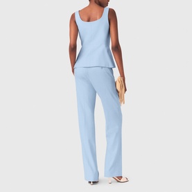 Pleated Flared Straight Leg Suit Trousers