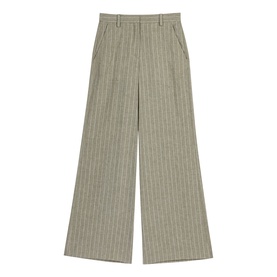 Pinstriped Wide Leg Suit Trousers