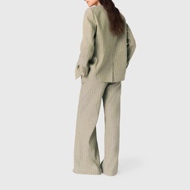 Pinstriped Wide Leg Suit Trousers