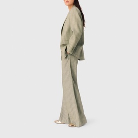 Pinstriped Wide Leg Suit Trousers