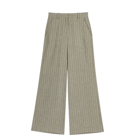 Pinstriped Wide Leg Suit Trousers