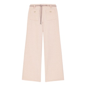 Tweed Embellished Wide Leg Trousers