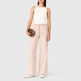 Tweed Embellished Wide Leg Trousers