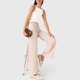 Tweed Embellished Wide Leg Trousers