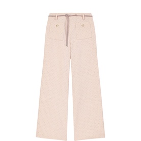 Tweed Embellished Wide Leg Trousers