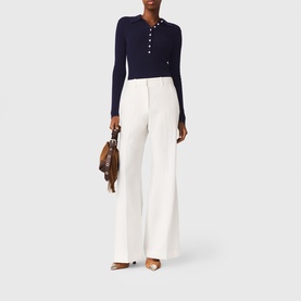 Pinstripe High-Rise Wide Leg Trousers