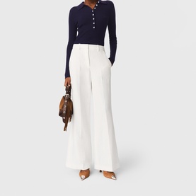 Pinstripe High-Rise Wide Leg Trousers