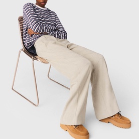 Textured High-Rise Wide Leg Trousers