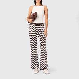 Zig Zag High-Rise Crochet Flared Trousers